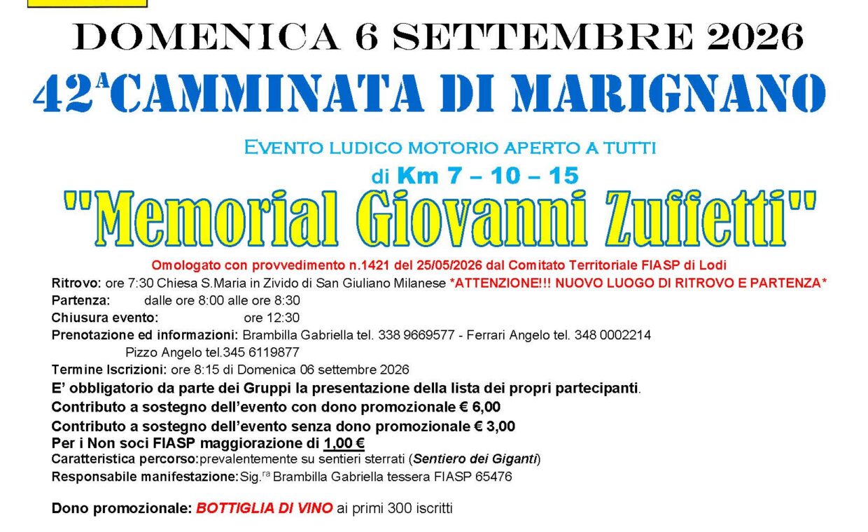 locandina 42a CAMMINATA DI MARIGNANO 2026