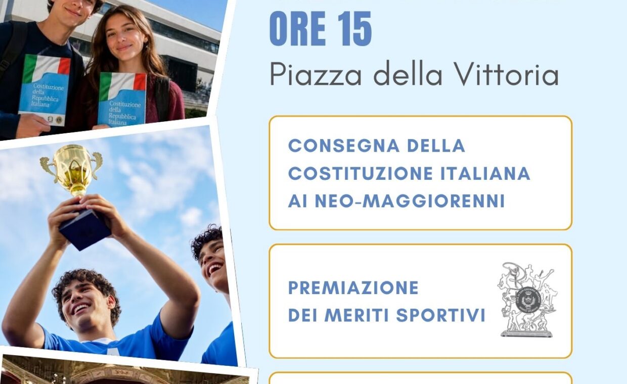 Locandina consegna costituzione, meriti sportivi e Blue Voice
