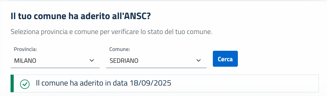 adesione ANSC COMUNE DI SEDRIANO