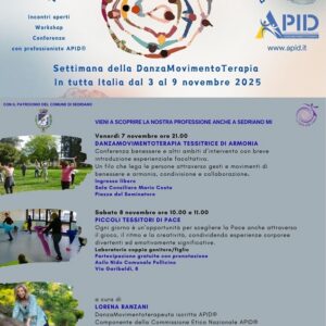 venerdì 7 e sabato 8 novembre 2025 due incontri della DanzaMovimento Terapia