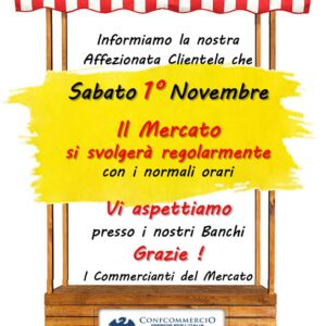 svolgimento regolare del mercato settimanale sabato 01 novembre 2025