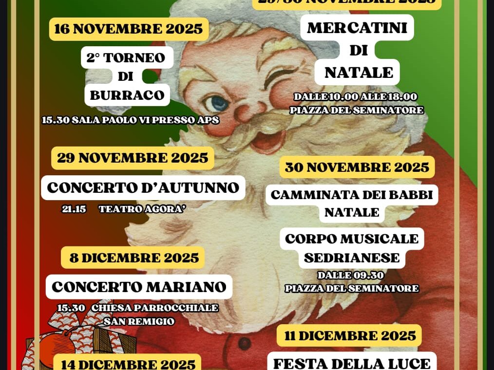 programma completo Natale a Sedriano 2025