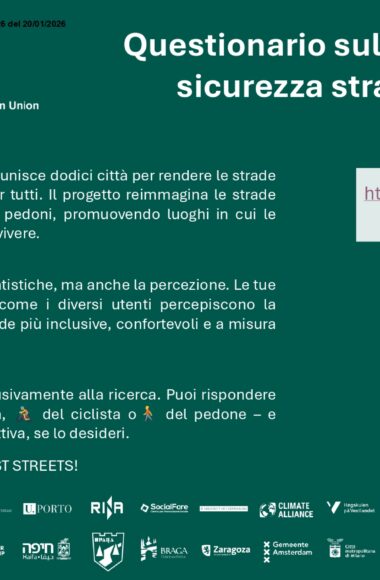progetto JUST STREETS di Città metropolitana di Milano: Questionario sulla percezione della sicurezza stradale e della salute