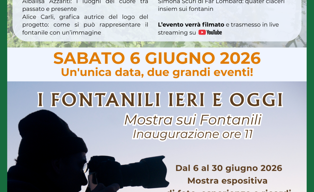 i fontanili lombardi nel passato - incontro con esperti e mostra. 6 giugno 2026 dalle ore 9 presso la sala consiliare Mario Costa