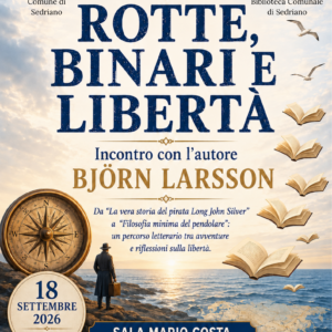 rotte, binari e libertà. incontro con l'autore Bjorn Larsson presso la sala consiliare "M.Costa" il 18 settembre 2026 ore 21,00