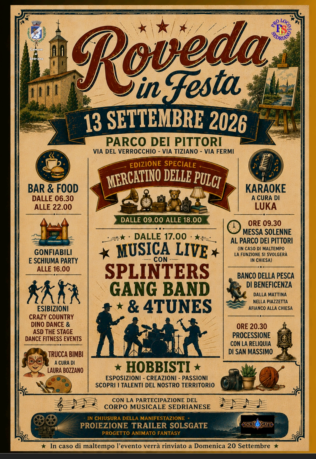 roveda in festa 2026 - parco dei pittori - 13 settembre 2026