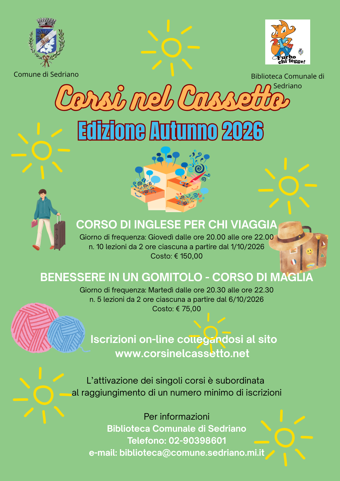 Volantino informativo sui corsi autunnali 2026 con dettagli su programma, date e iscrizioni.