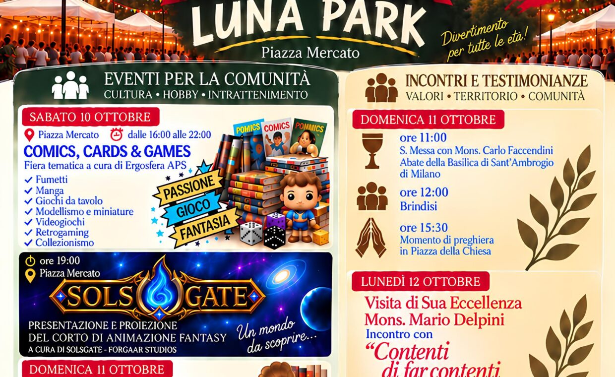 Manifesto della Festa Patronale di San Remigio 2026 del Comune di Sedriano, in programma dall’8 al 12 ottobre, con luna park, eventi per la comunità e celebrazioni religiose