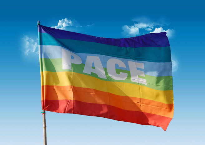 bandiera della pace su sfondo del cielo