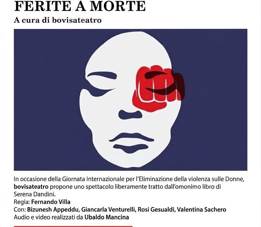 il viso di una donna con l'immagine stilizzata di un pugno rosso sopra l'occhio sinistro