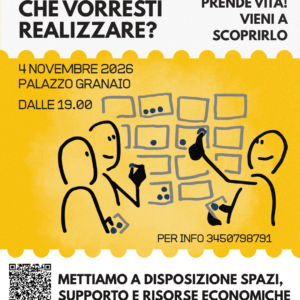 volantino giallo con scritta "hai un'idea che vorresti realizzare?"