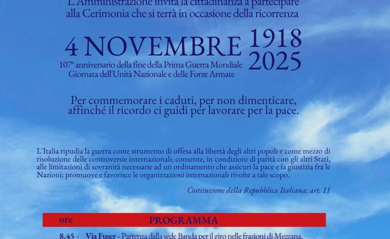Celebrazioni 4 novembre amministrazione comunale