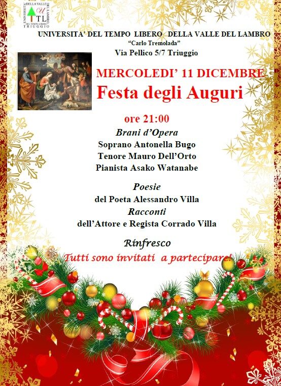 Manifesto Scambio Auguri di Natale Università del Tempo libero