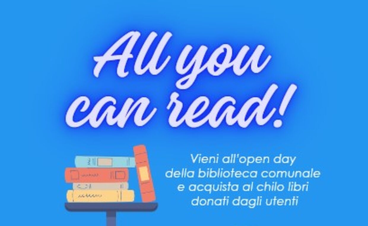 Locandina vendita libri al chilo in biblioteca