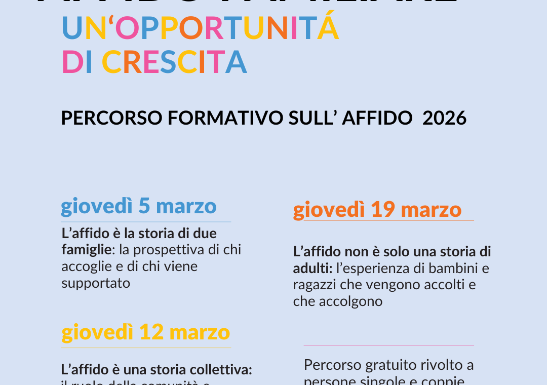 Volantino corso affido familiare marzo 2026