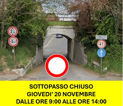 Foto generica del sottopasso ferroviario di via Dante