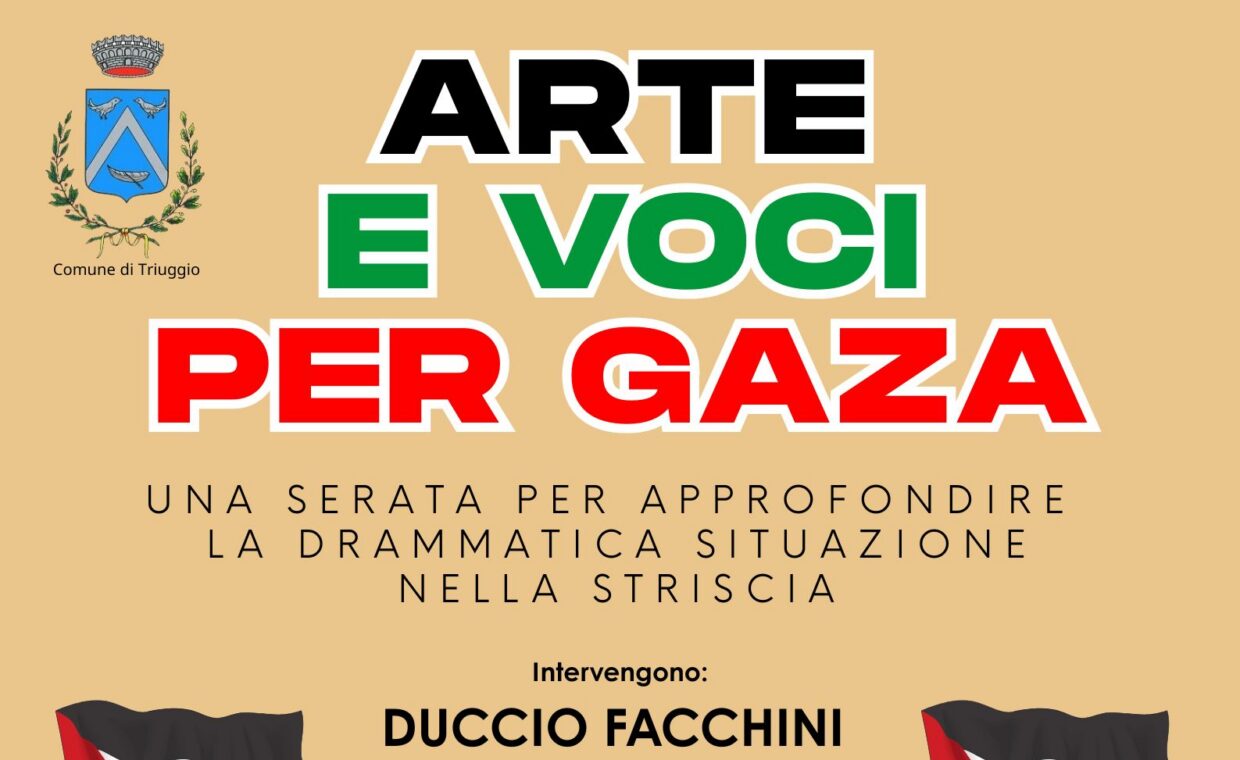 Manifesto serata Arte e voci per Gaza