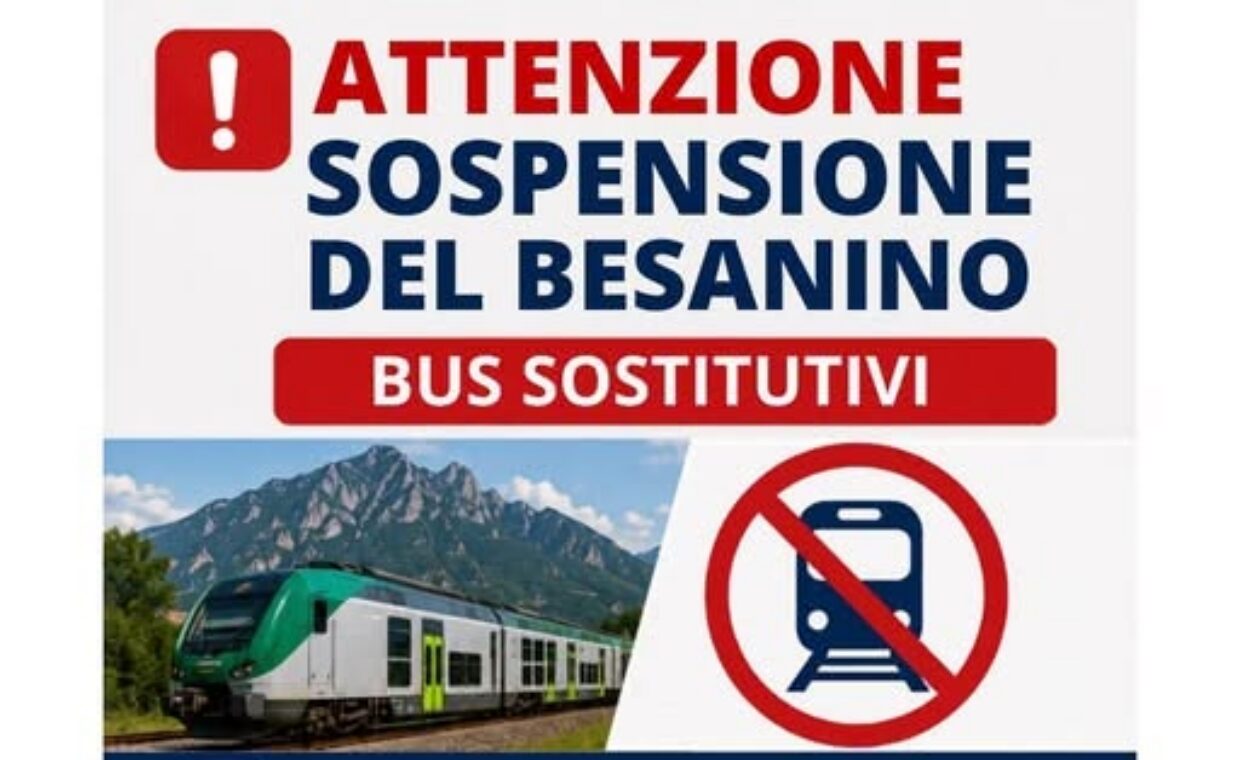 Manifesto con avviso modifiche alla circolazione dei treni del Besanino