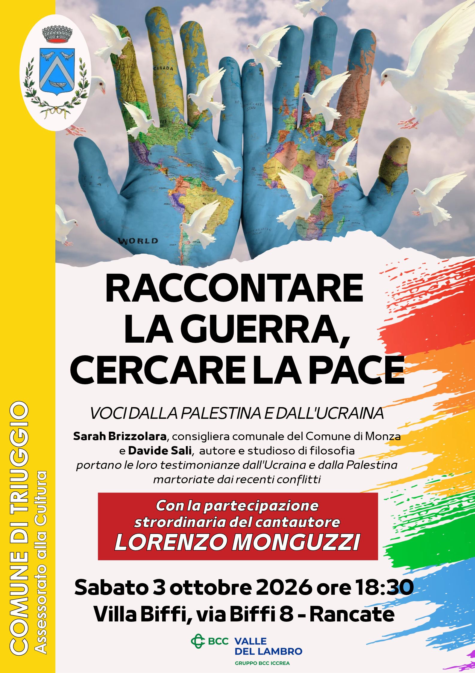 Manifesto evento Raccontare la guerra, cercare la pace