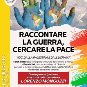 Manifesto evento Raccontare la guerra, cercare la pace