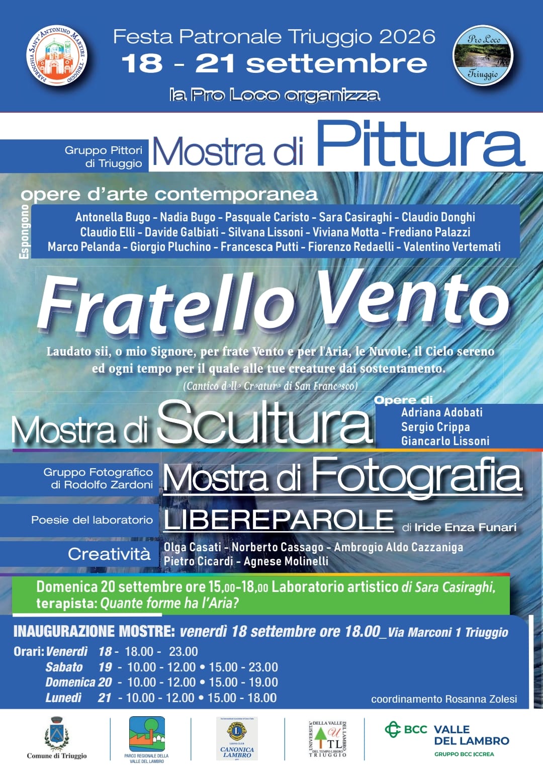 Manifesto mostre Pro loco alla festa patronale di Triuggio