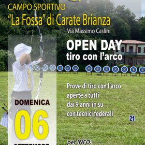 Manifesto Open day corso di tiro con l'arco