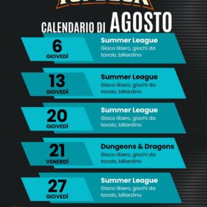 TopDeck calendario di agosto