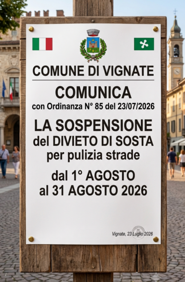 Sospensione divieto di sosta per pulizia strade mese di agosto