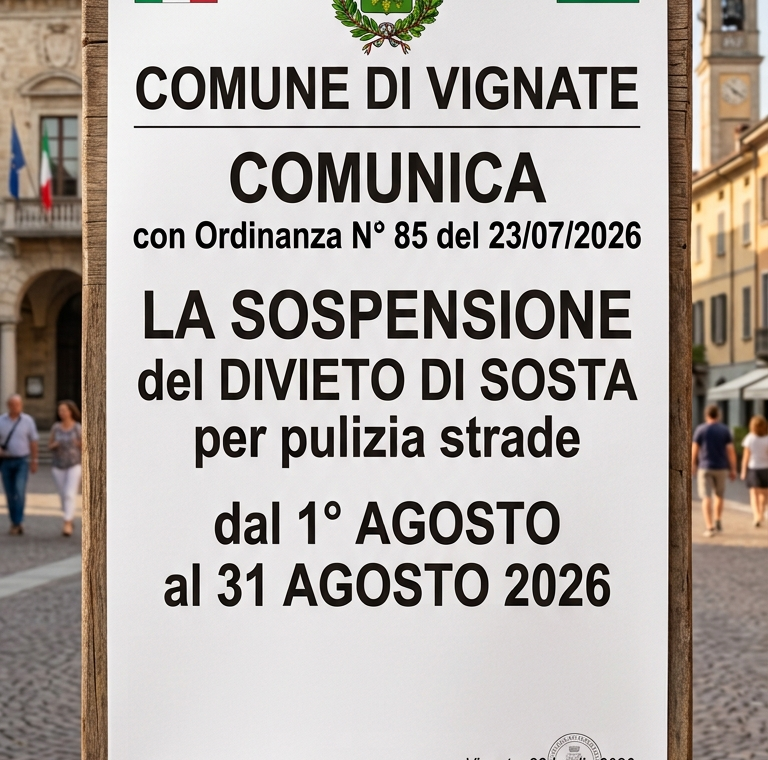 Sospensione divieto di sosta per pulizia strade mese di agosto