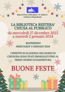 chiusura Natale Biblioteca