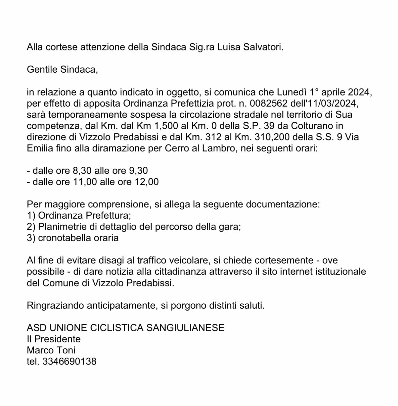 avviso circolazione stradale