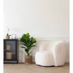 Setubal Lounge chair, artificial fur, offwhite, كرسي صالون