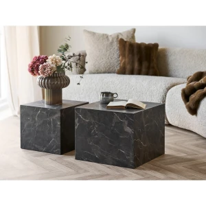 Prague Coffee Table Coffee table, marble look, brown طاولة ضيافة  set of 2