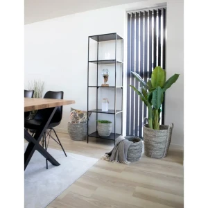 Vita shelf Oval shelf, 4 shelves, black, black frame 85x36x111 cm ارفف خشبية