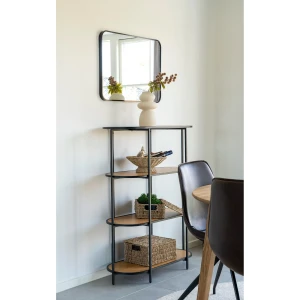 طاولة مدخل Vita shelf - Oval shelf, 4 shelves, oak look, bla