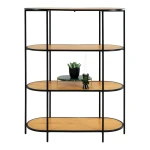 طاولة مدخل Vita shelf - Oval shelf, 4 shelves, oak look, bla
