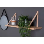 Forno Shelf Shelf, natural, brown leather straps 120x20 cm ارفف لون اسود