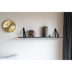Forno Shelf Shelf, natural, brown leather straps 120x20 cm رف لون اسود