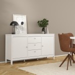 خزانة مدريد 3+2 بيضاء  Madrid Sideboard 2 doors + 3 drawers