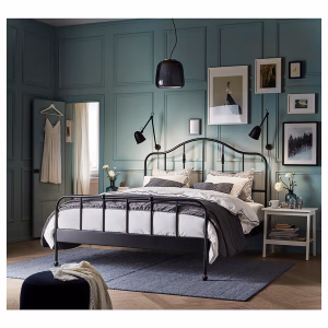 سرير معدن اسود1.40  SAGSTUA/LURY double bed, black, 140x200
