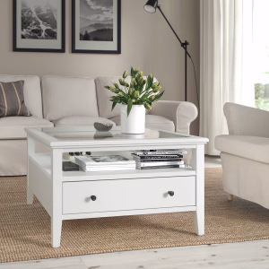 طاولة ضيافة سطح زجاج IDAN?S coffee table, white, 80x80 cm
