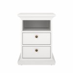 كمدينو أبيض Paris Nightstand White White