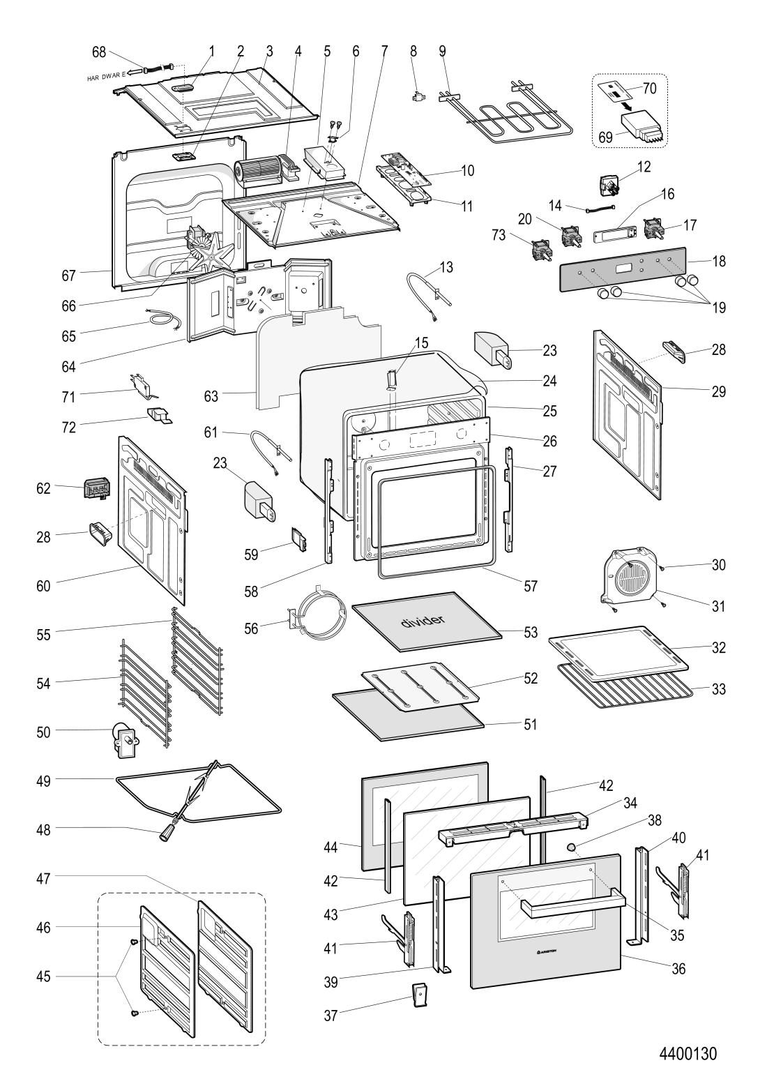 Leccarda Forno Kit Leccarda + Griglia Per Forno Ariston Hotpoint Whirlpool - 447x365 Mm, Ricambio Acmk6121 Bs53x