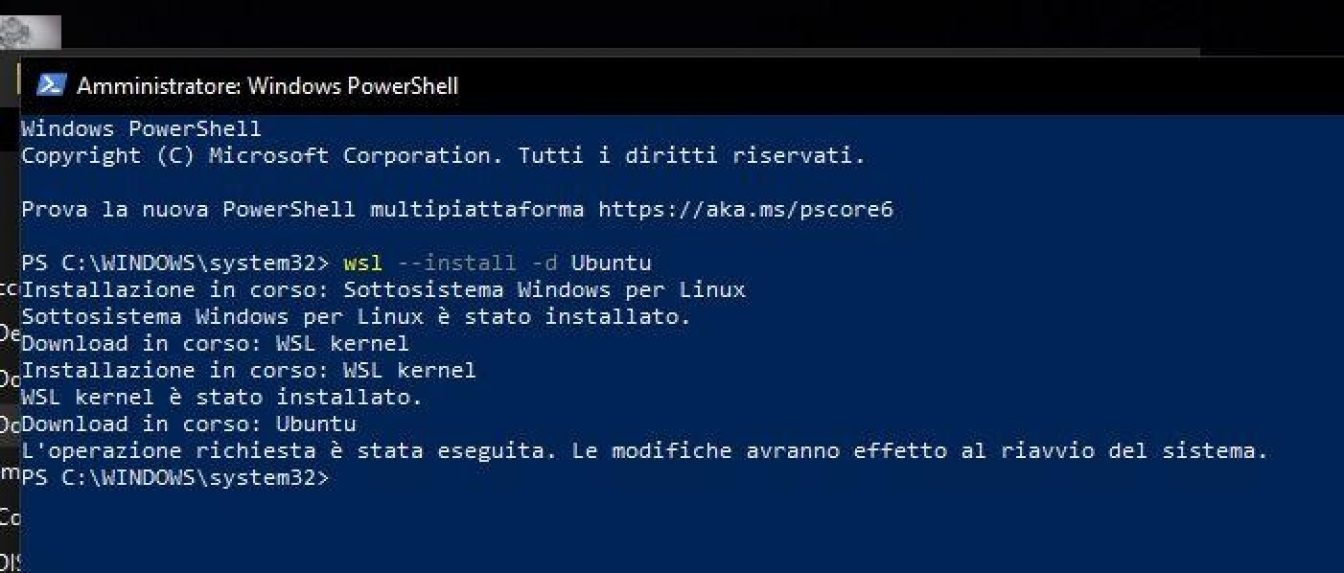 Install wsl restart system