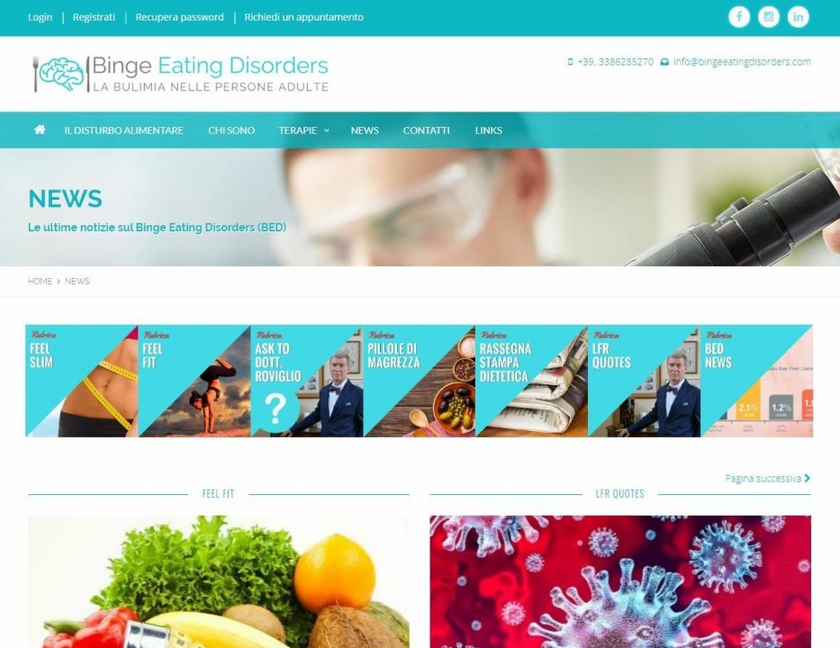 Modifiche sezione "News" per Binge Eating Disorders.