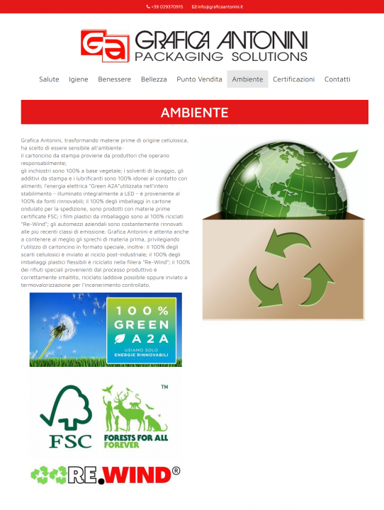 Nuova sezione Ambiente sito Grafica Antonini