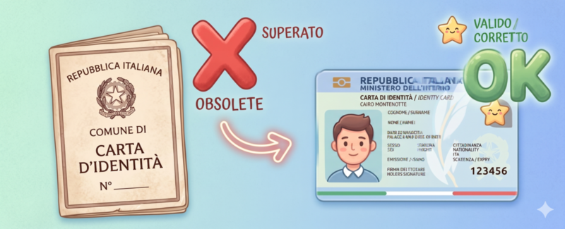 Immagine che descrive l'inutilizzabilità delle carte di identità cartacee a partire dal 3 agosto 2026