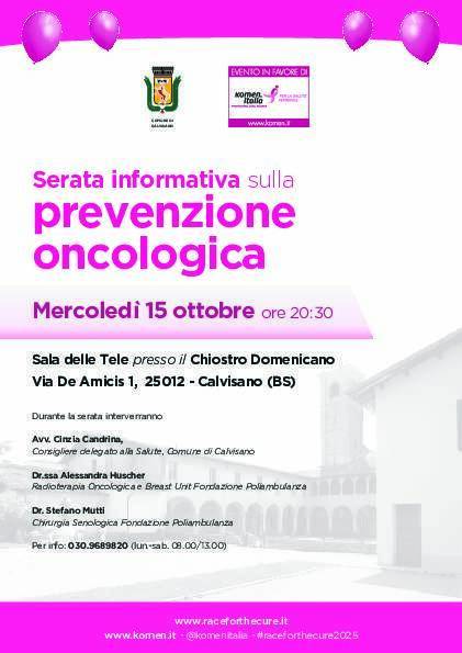 Locandina serata prevenzione oncologica