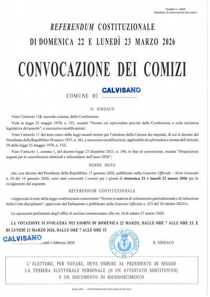 Manifesto convocazione comizi