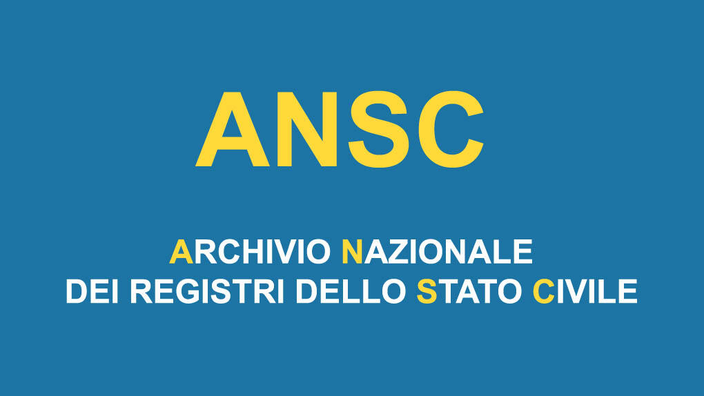 scritta gialla ANSC su fondo azzurro 